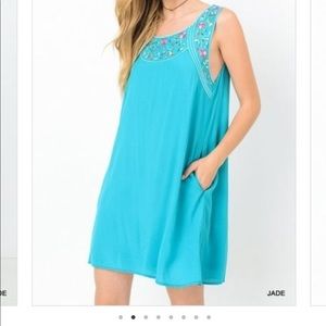 Blue embroidered dress